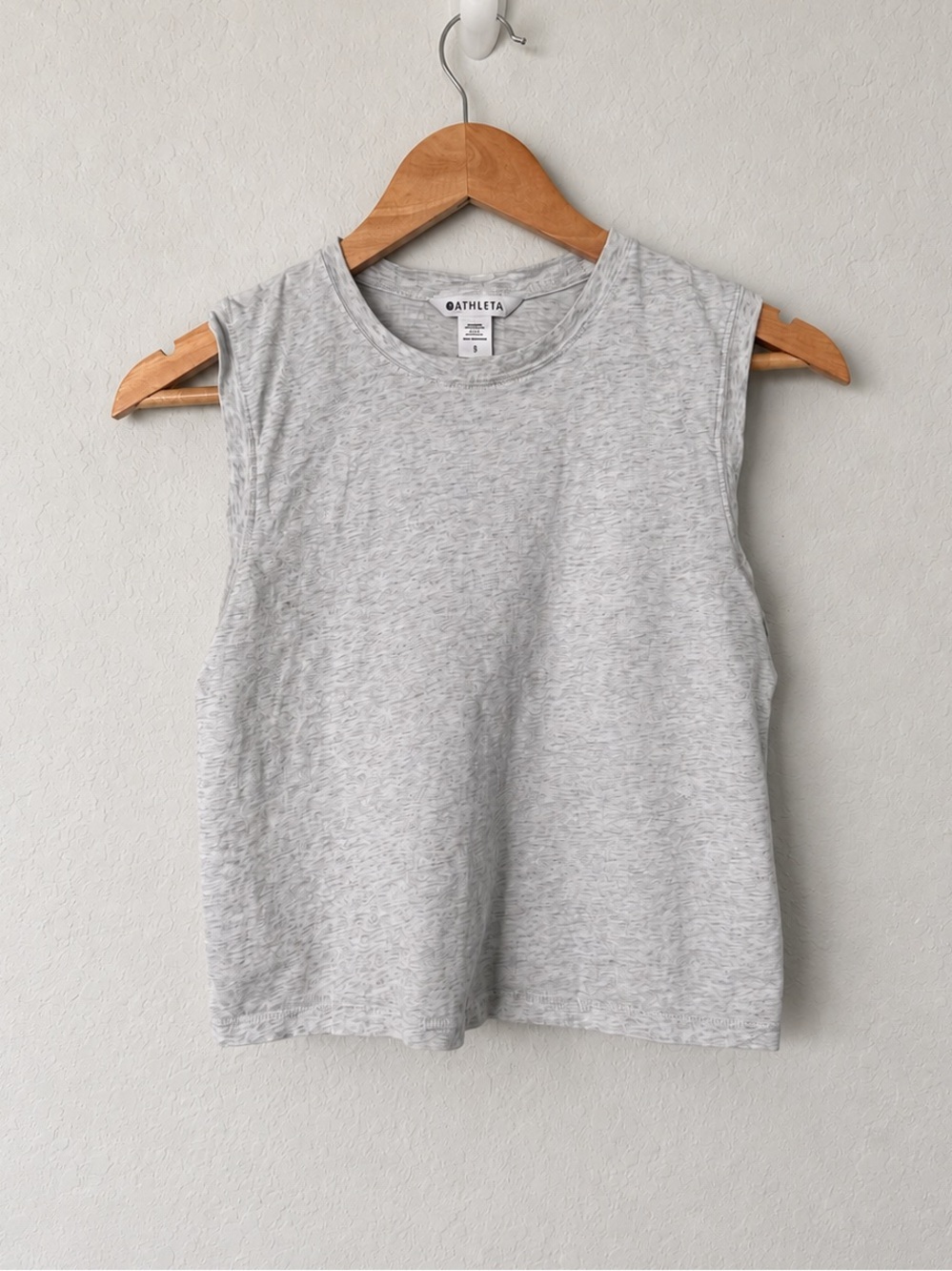 Athleta Cropped 100% Cotton Heather Gray Sleeveless Tank